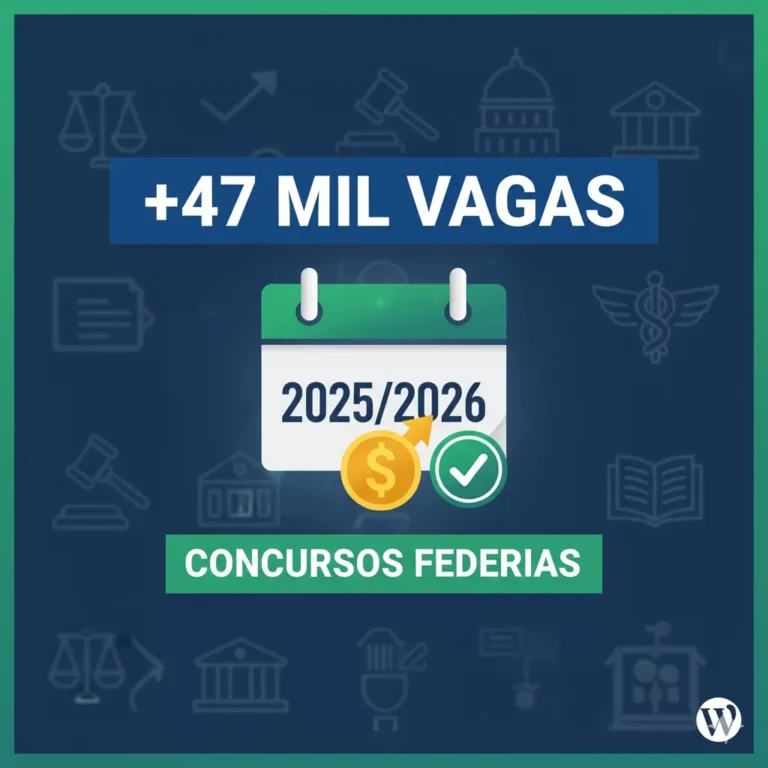 +47 Mil Vagas" e um calendário com os anos 2025/2026.