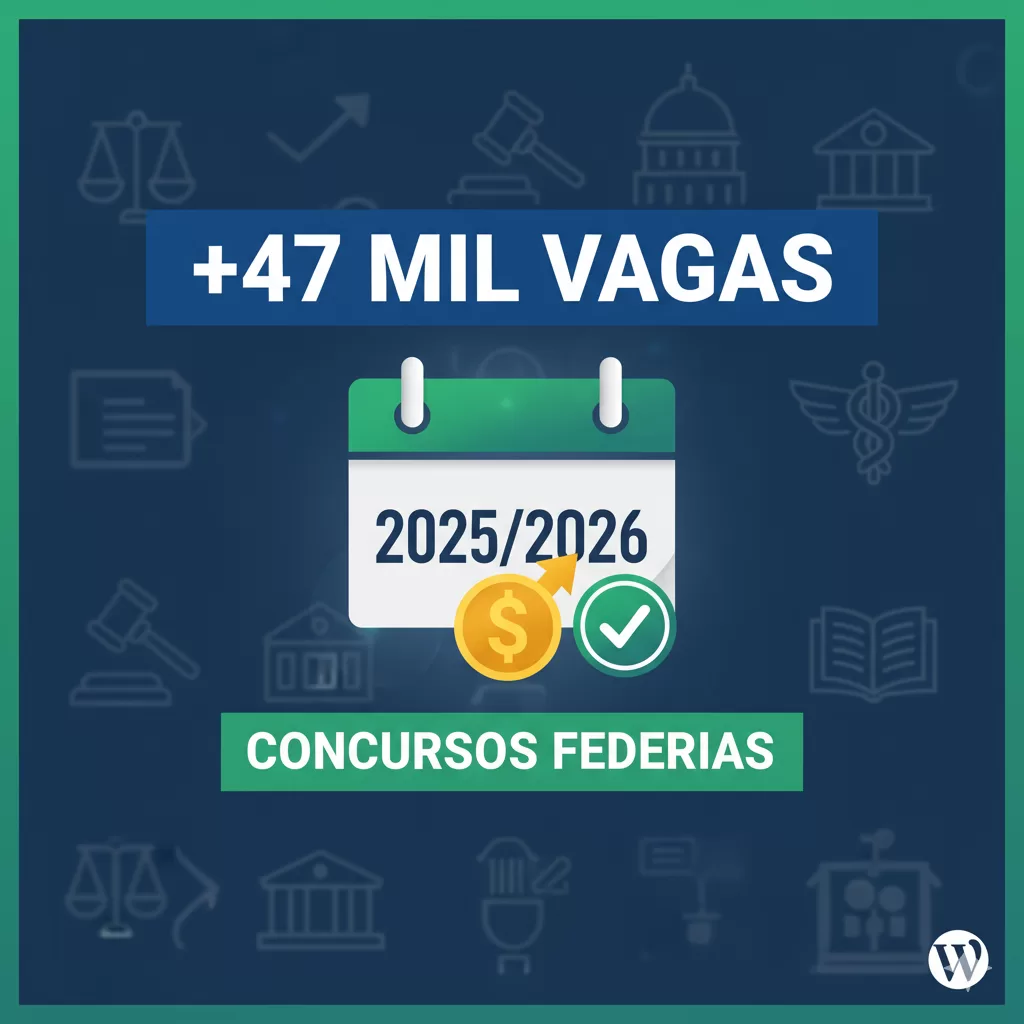 +47 Mil Vagas" e um calendário com os anos 2025/2026.